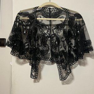 1920's style sequin and mesh shawl